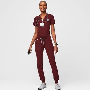 FIGS maroon scrub set